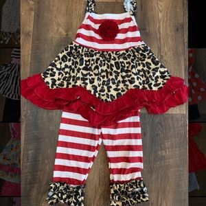 Red & Leopard Capri Set